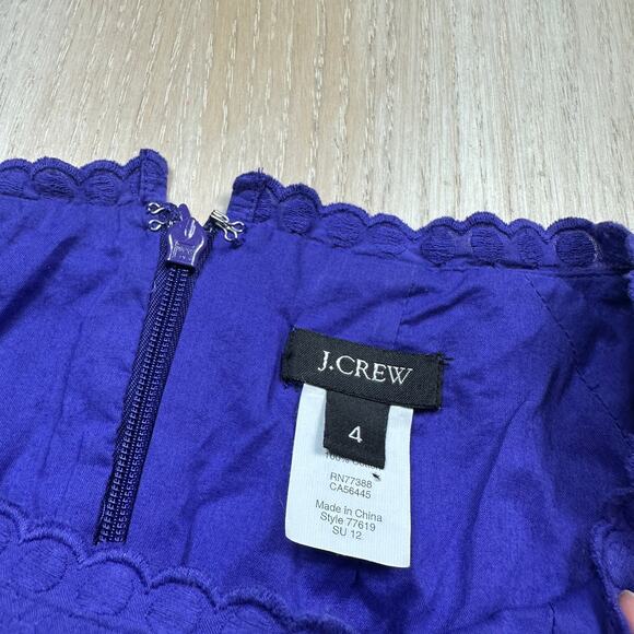 J Crew Purple Eyelet Sleeveless Fit & Flare Dress Cotton Lined Zip Back Size 4 - Picture 7 of 12